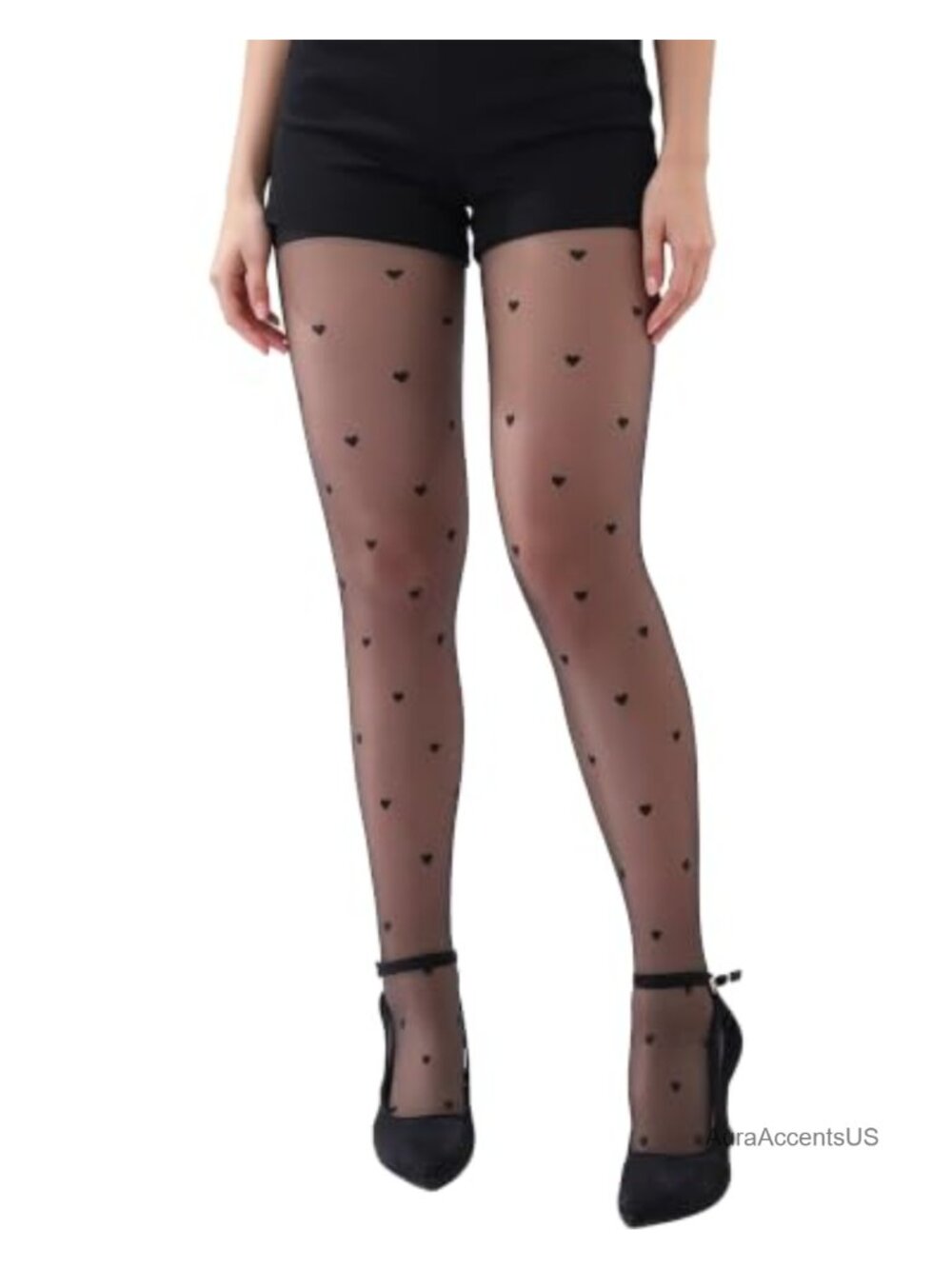 Sheer 15D Control Top Polka Dot Tights for Women with Reinforced Toe